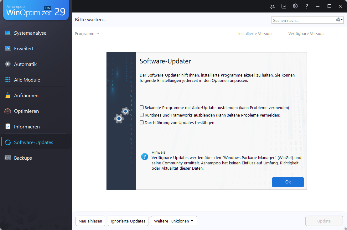 Ashampoo® WinOptimizer Pro 29 - Software Updater