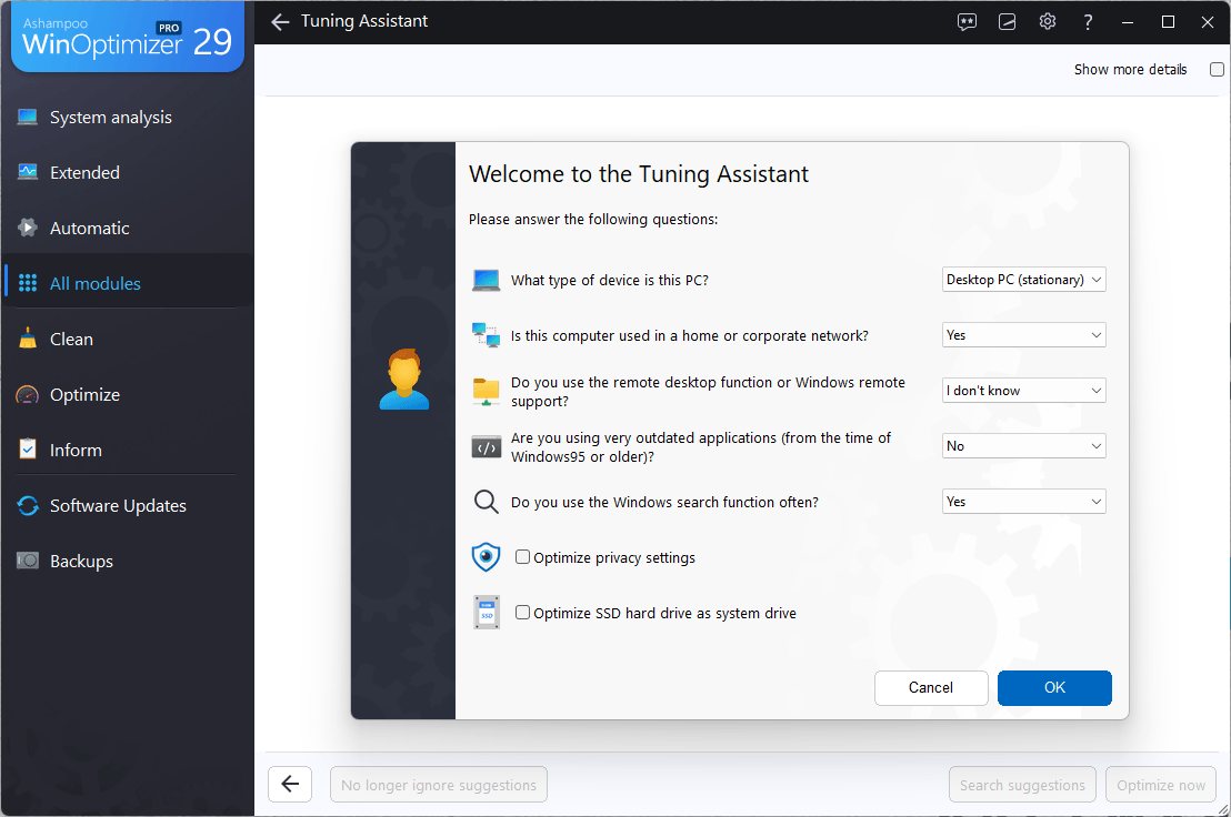Ashampoo® WinOptimizer Pro 29 - Tuning Assistant