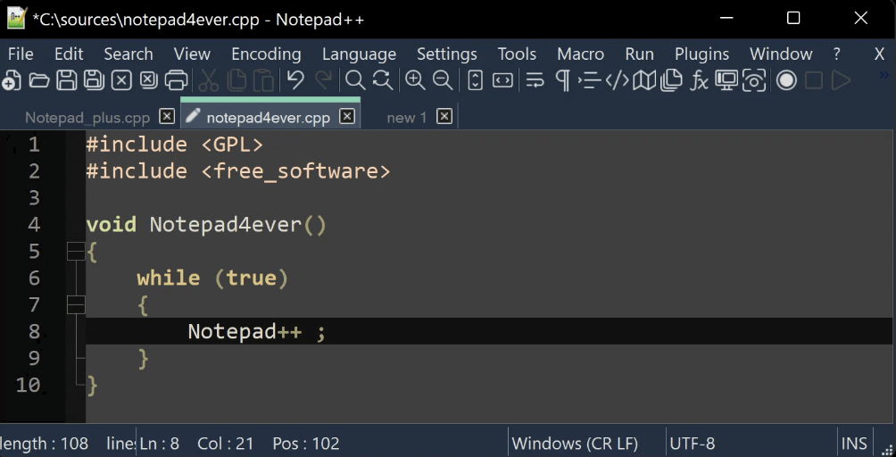 Notepad++ - Code