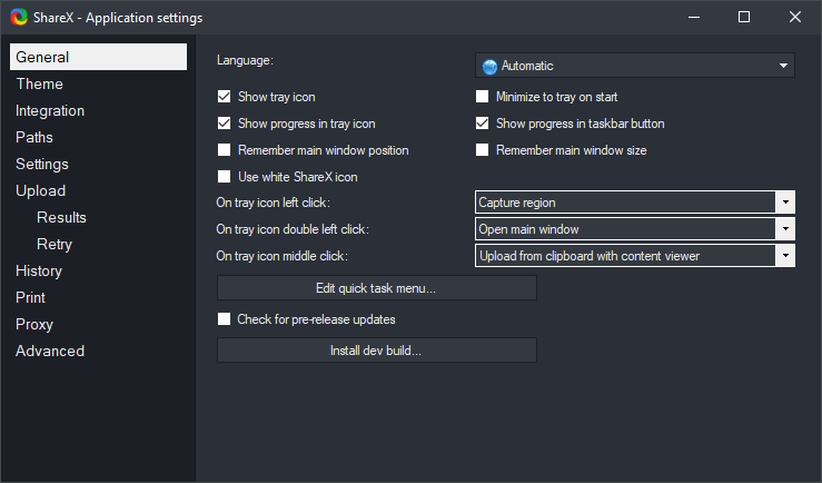 ShareX - General settings