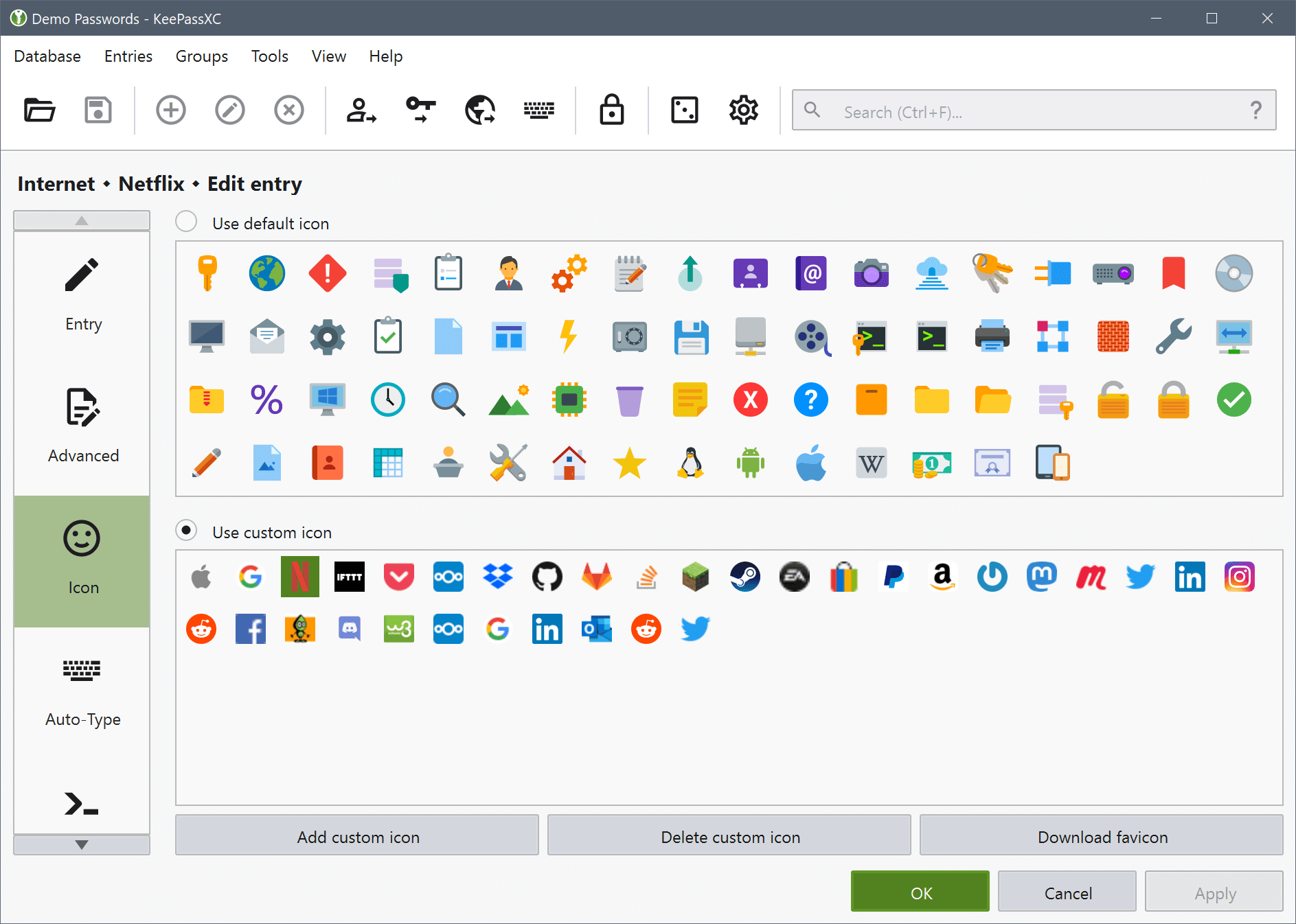 KeePassXC - Edit entry icons