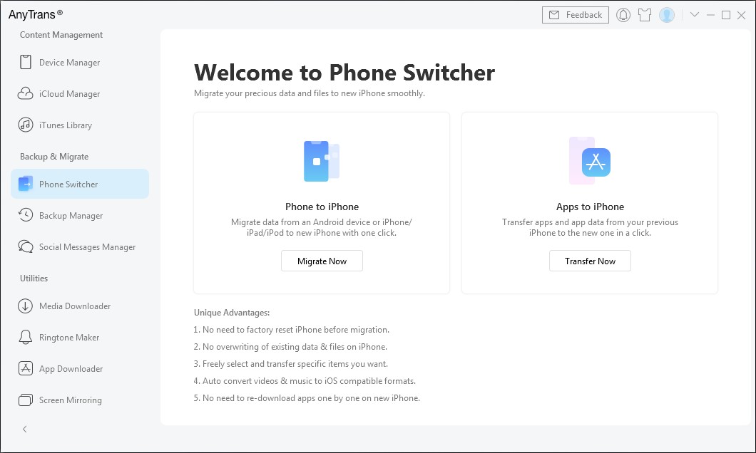 AnyTrans Phone Switcher