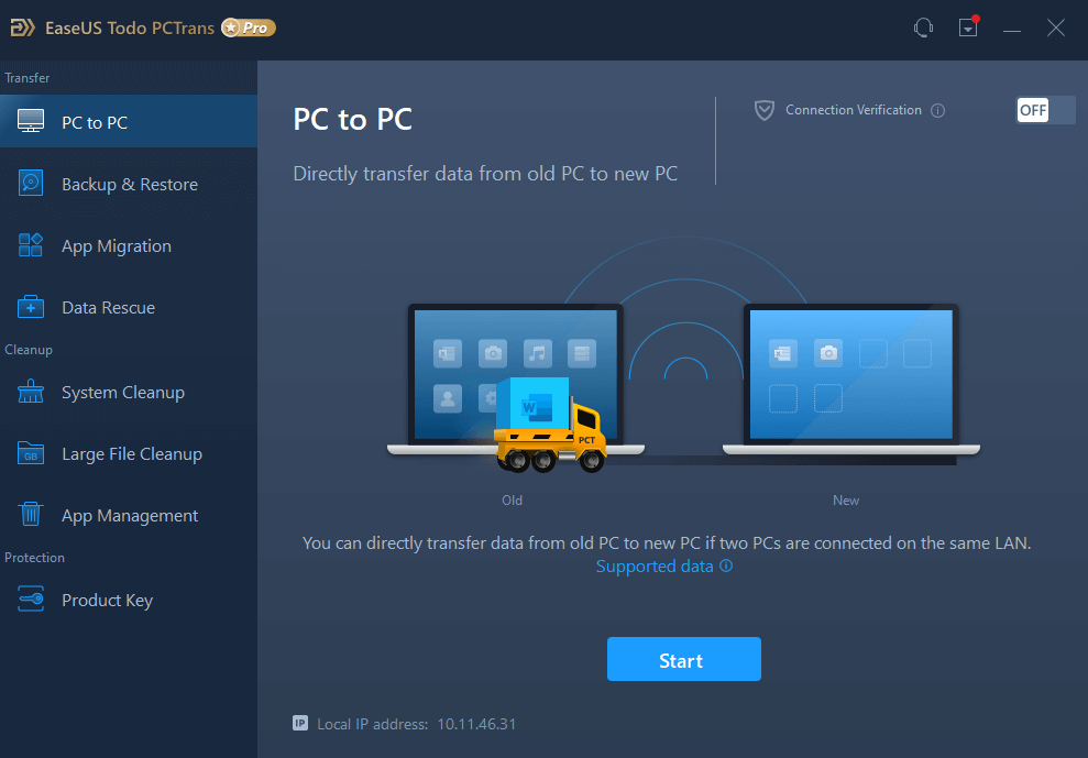 EaseUS PCTrans Pro - Start 
