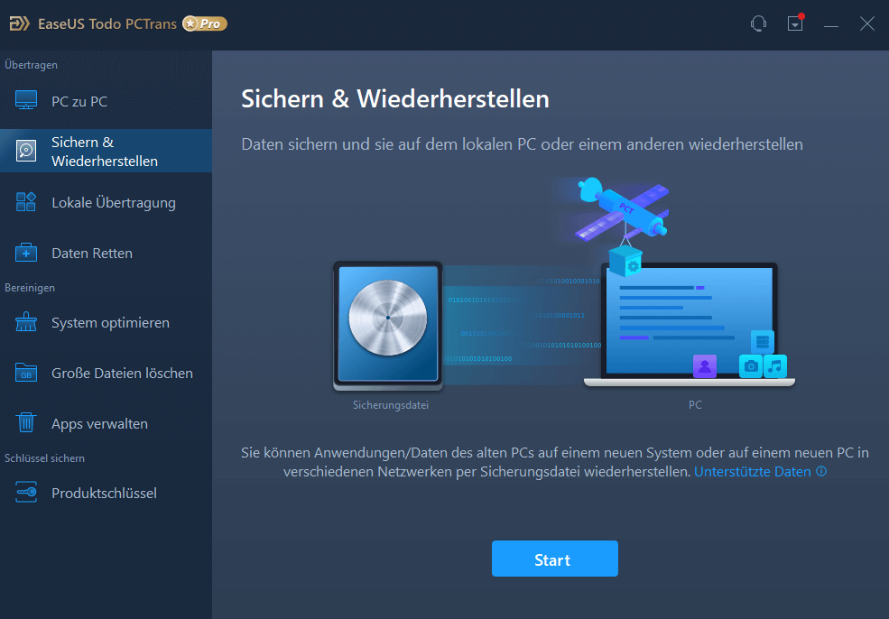 EaseUS PCTrans Pro - Sichern & Wiederherstellen 