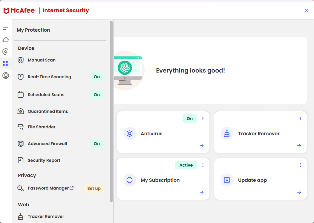 McAfee Internet Security - My protection 