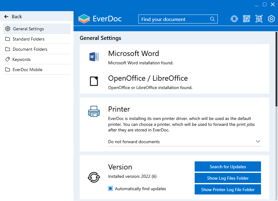 EverDoc - General settings 