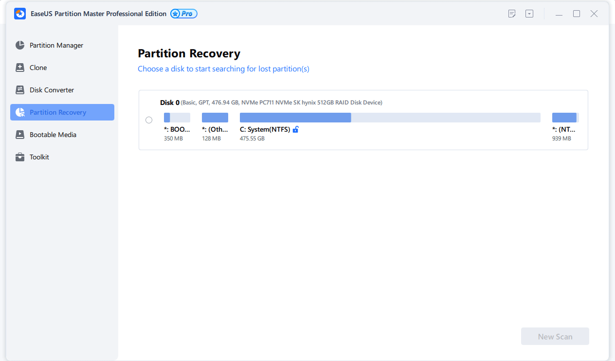 EaseUS Partition Master Pro - Recovery 