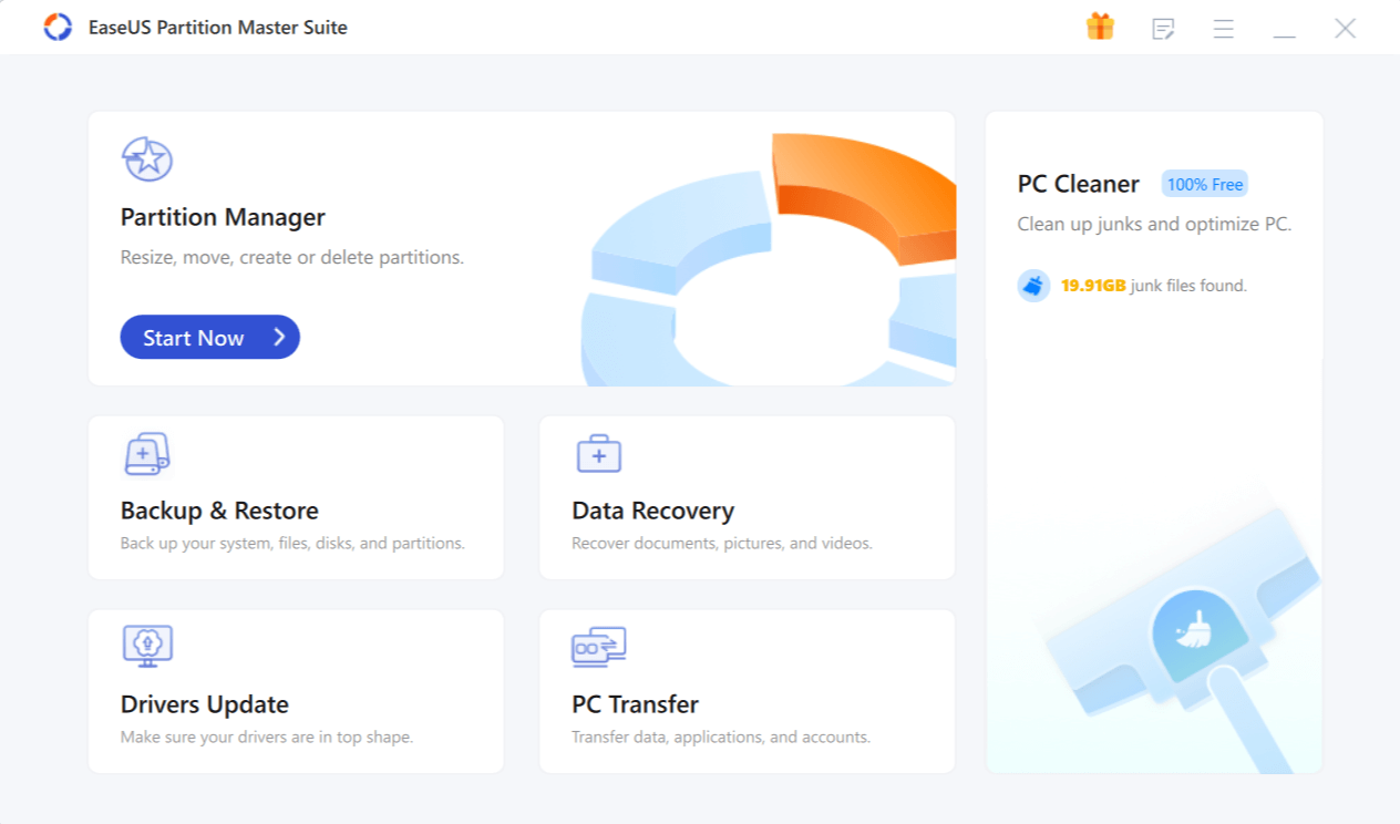 EaseUS Partition Master Pro - Start 