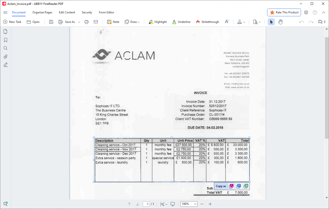 FineReader PDF 16 - Extract text and tables