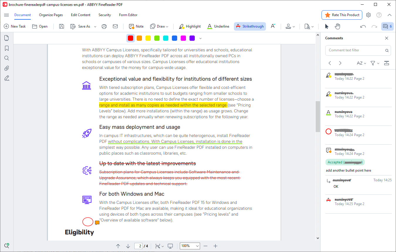 FineReader PDF 16 - Collaborate comment PDF