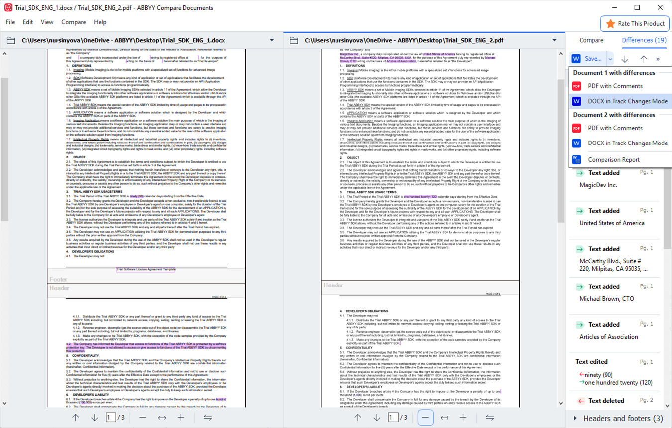 FineReader PDF 16 - Compare documents