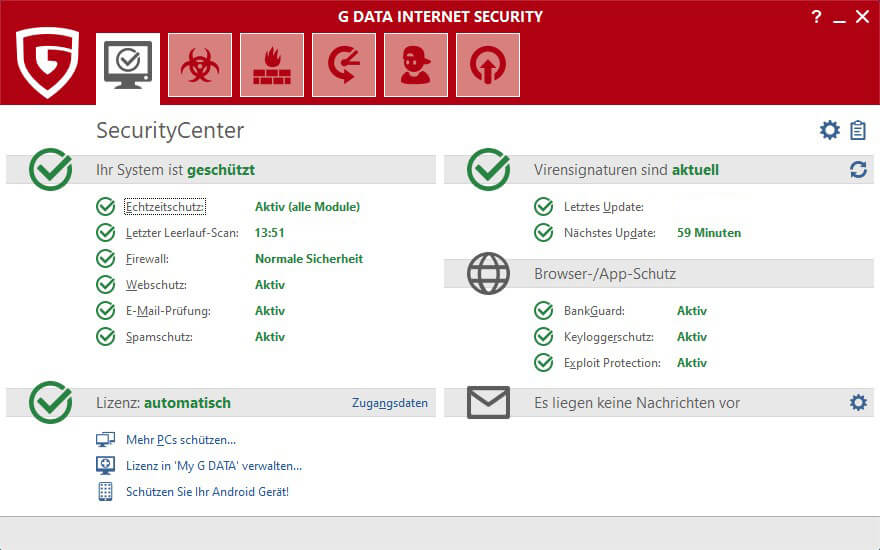 GData Internet Security Windows - SecurityCenter