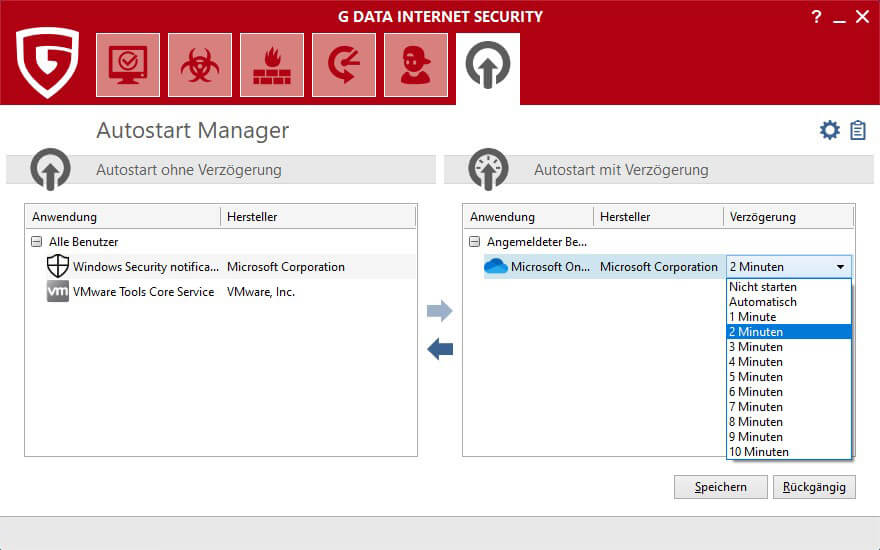 GData Internet Security Windows - Autostart Manager