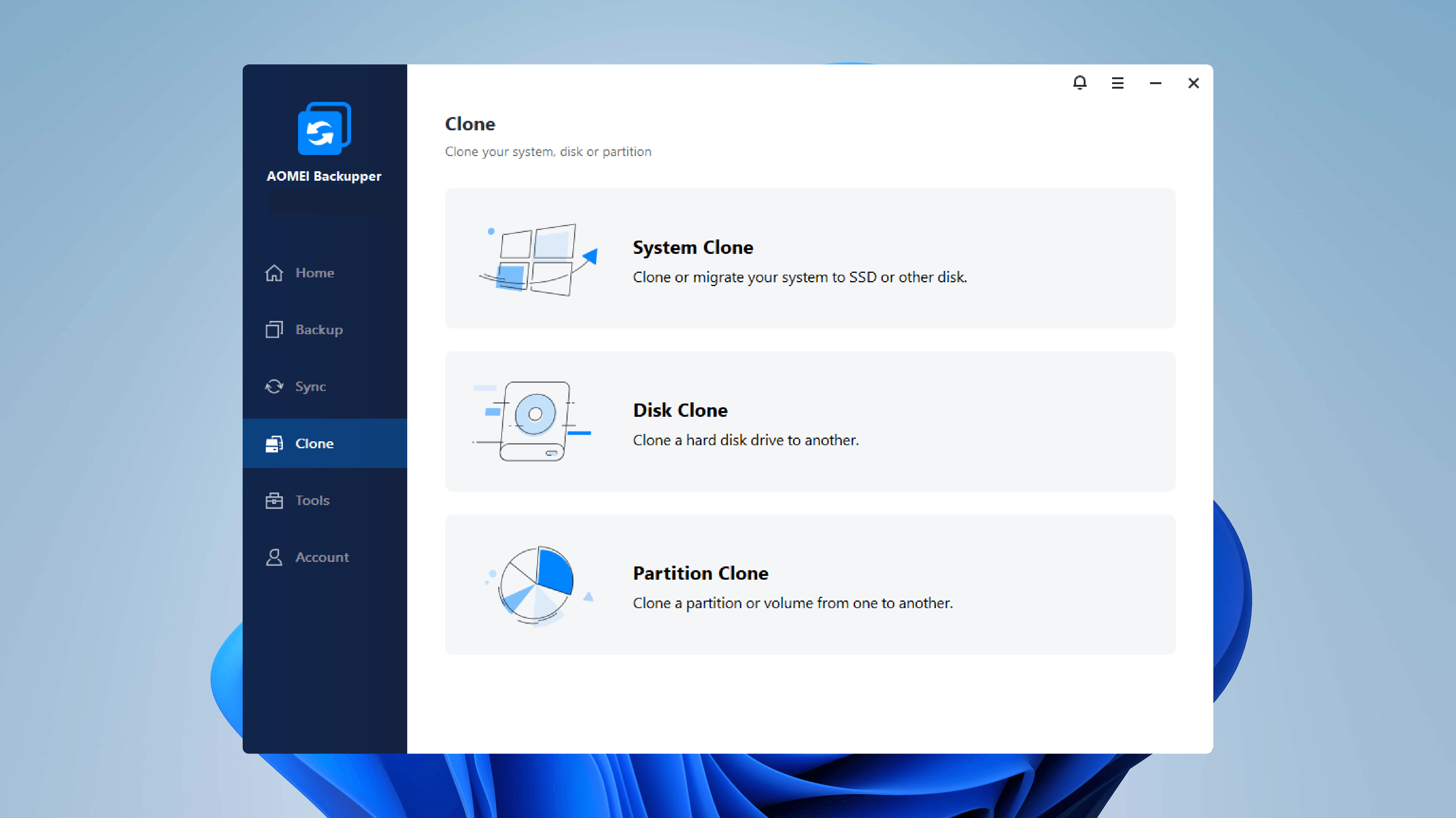 AOMEI Backupper Professional - Clone