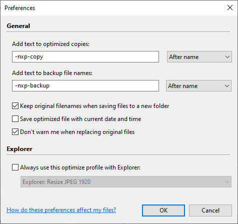 NXPowerLite - Example Windows