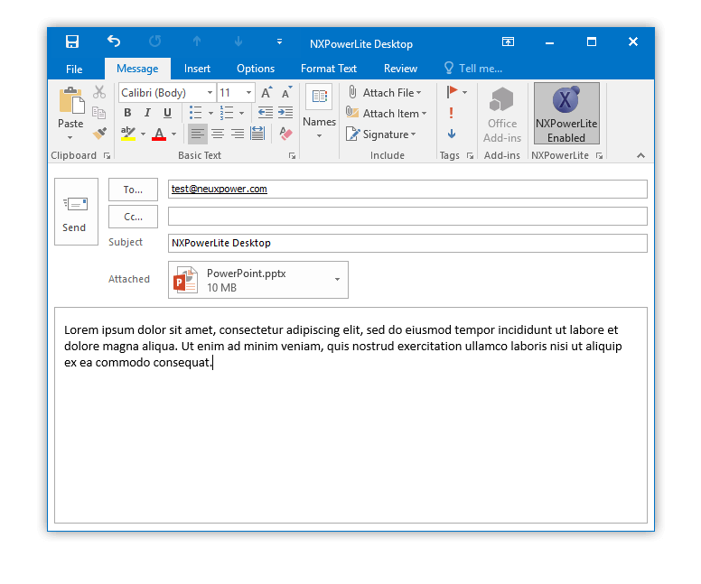 NXPowerLite - Example Windows