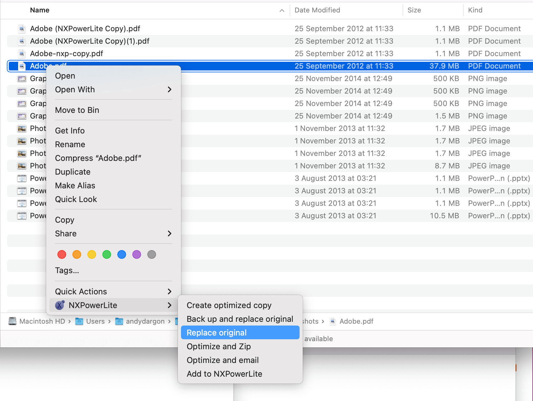 NXPowerLite - Example MAC