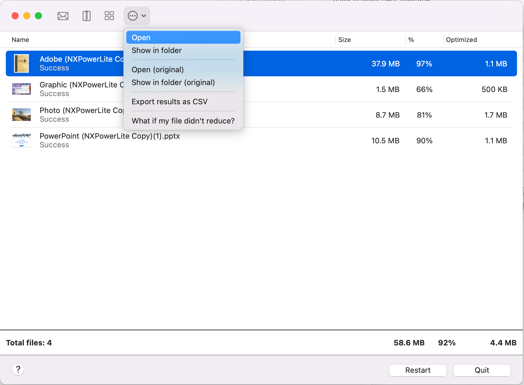NXPowerLite - Example MAC