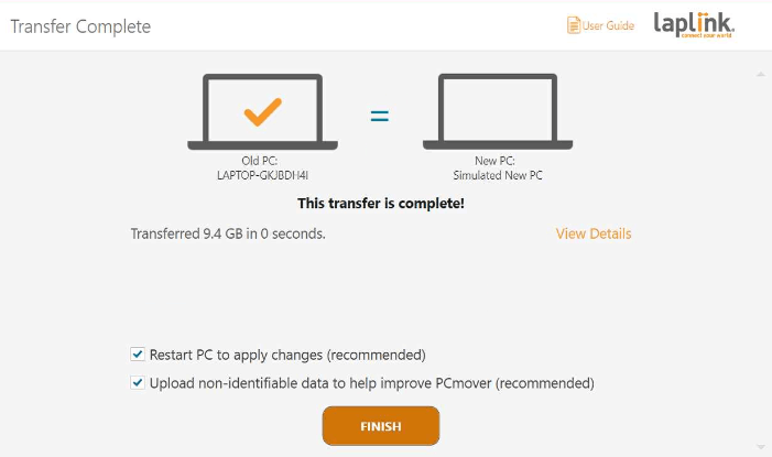 PC Mover Express - Transfer complete