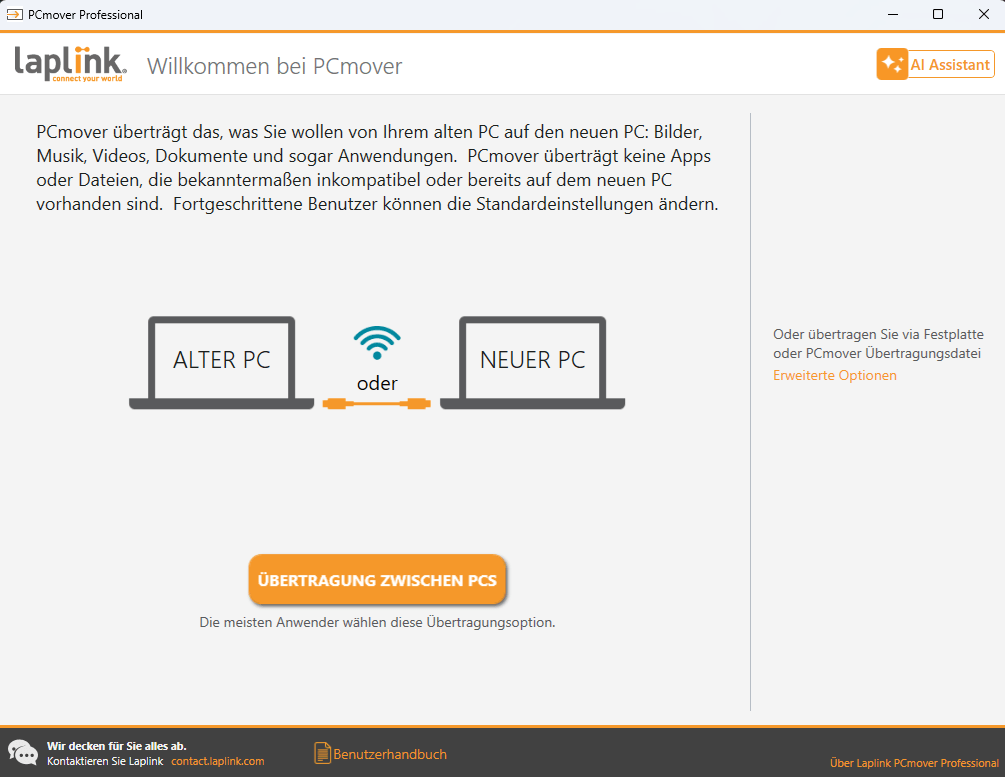 Laplink PC Mover Professional - Start