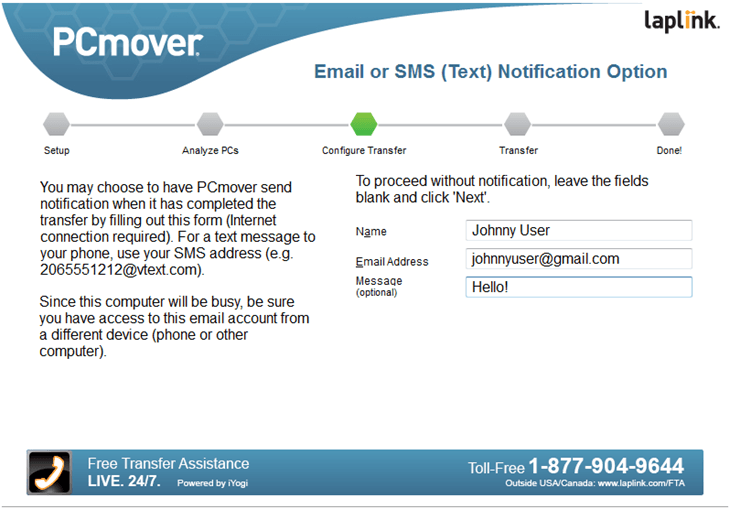 PC Mover Professional - Notification