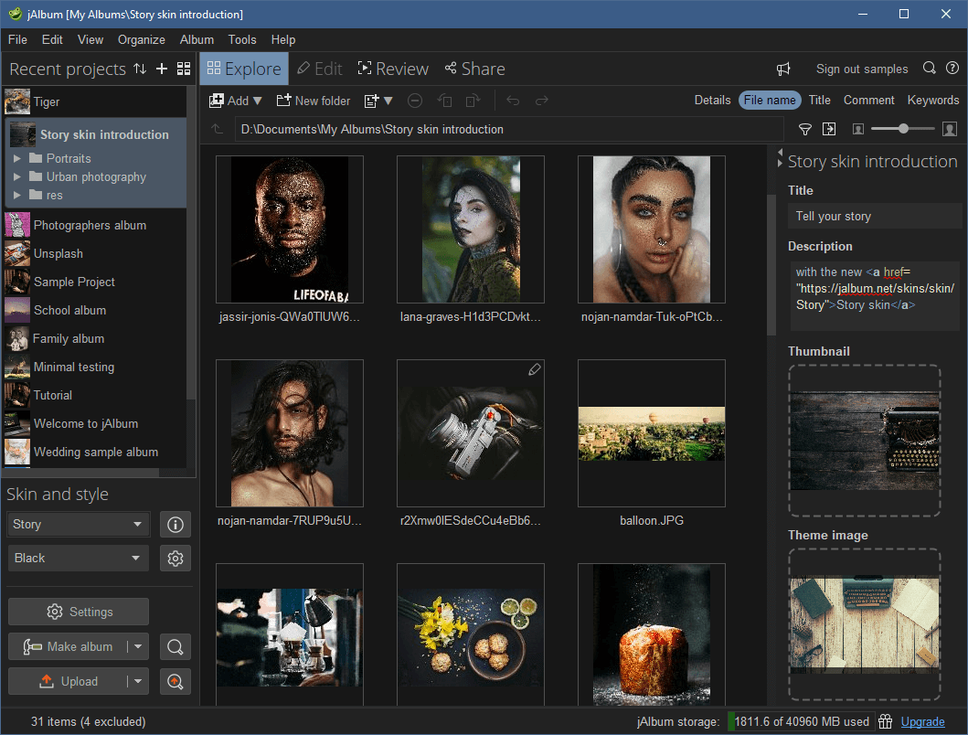 jAlbum PRO - Explore mode