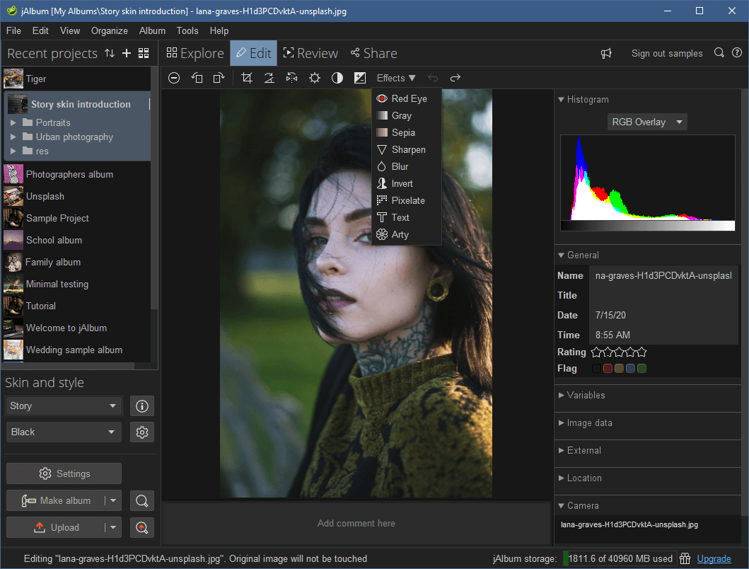 jAlbum PRO - Edit mode