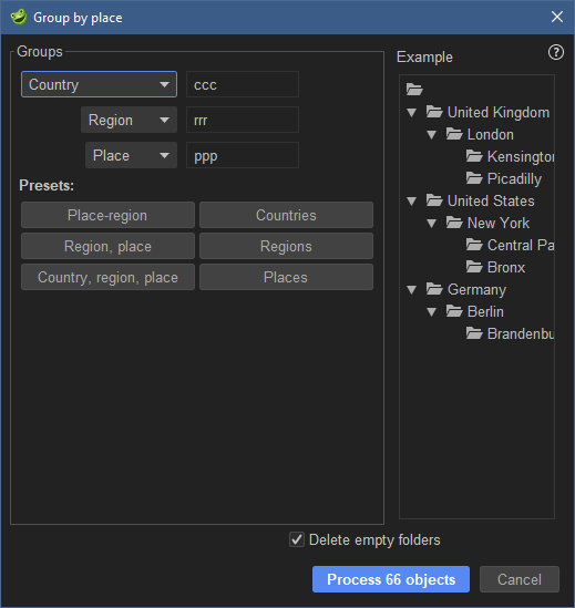 jAlbum PRO - Group by place