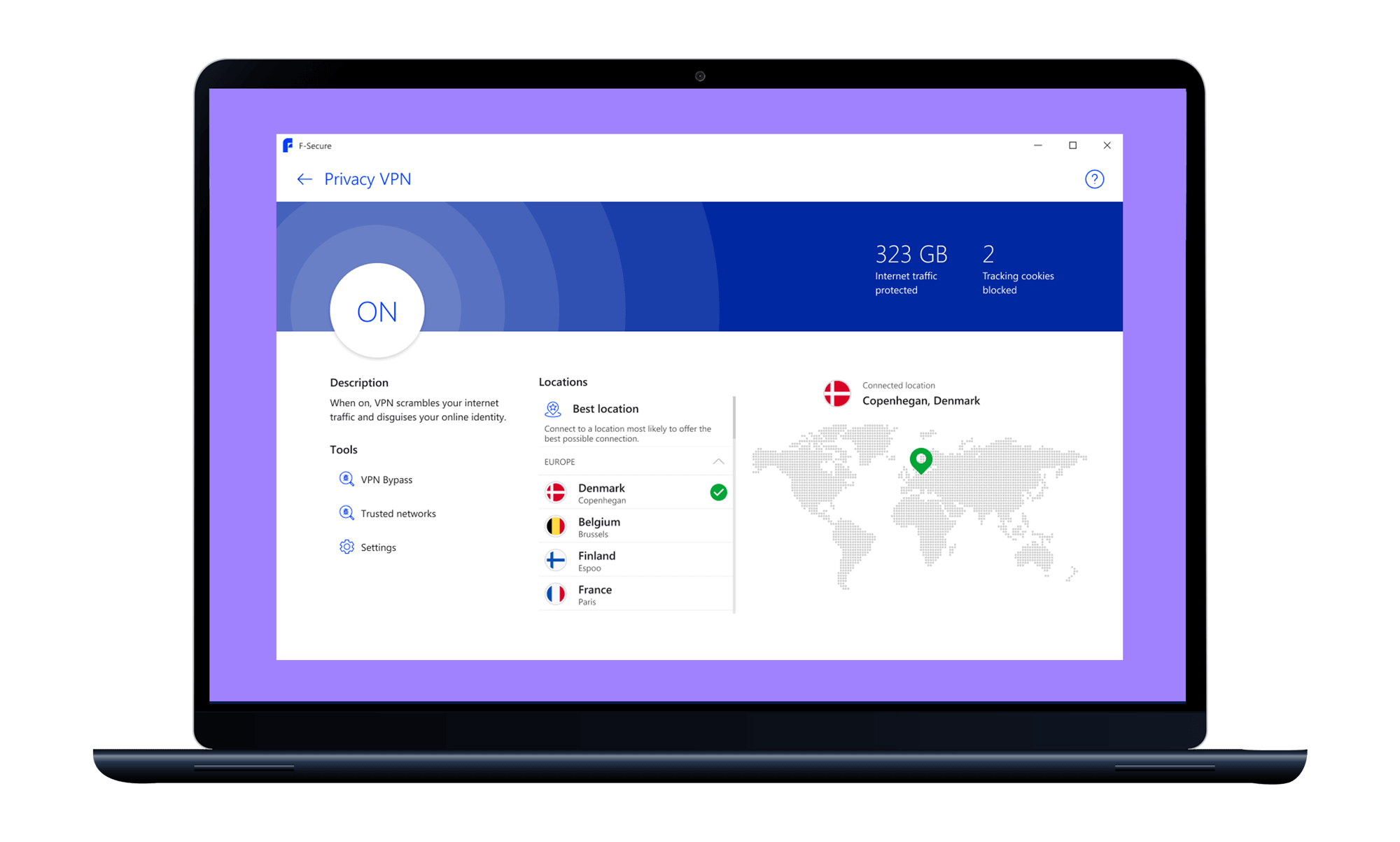 F-Secure VPN - View laptop 