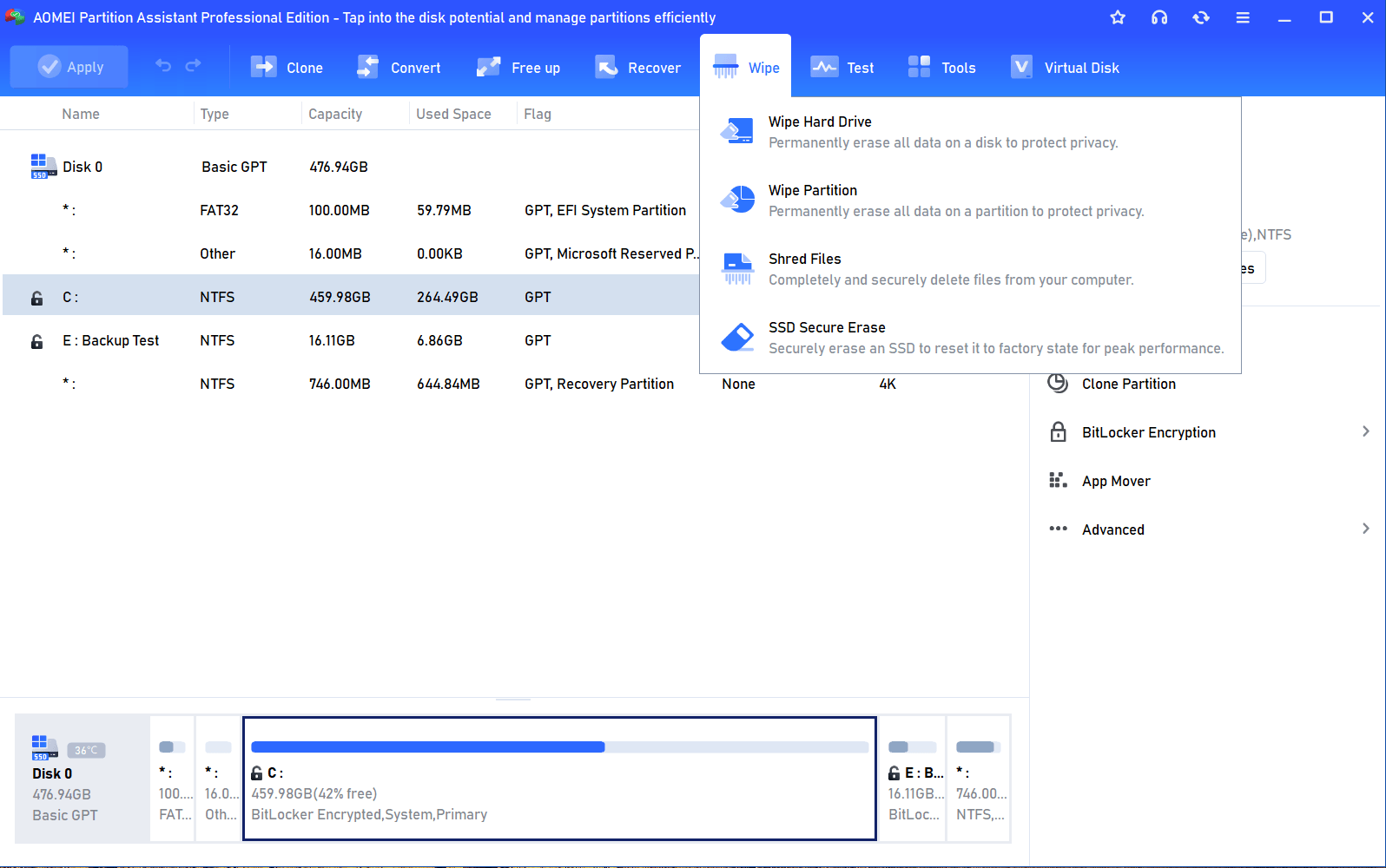 AOMEI Partition Assistant - Wipe