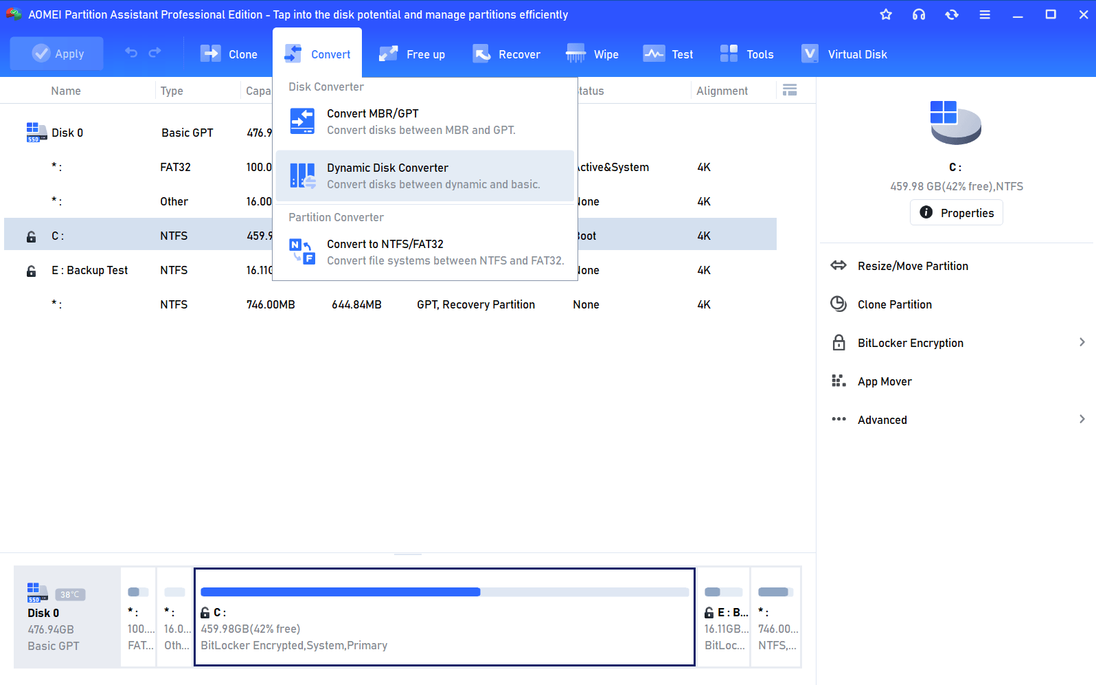 AOMEI Partition Assistant - Convert