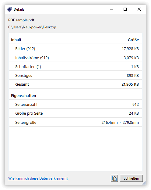 NXPowerLite 11 - Verkleinert
