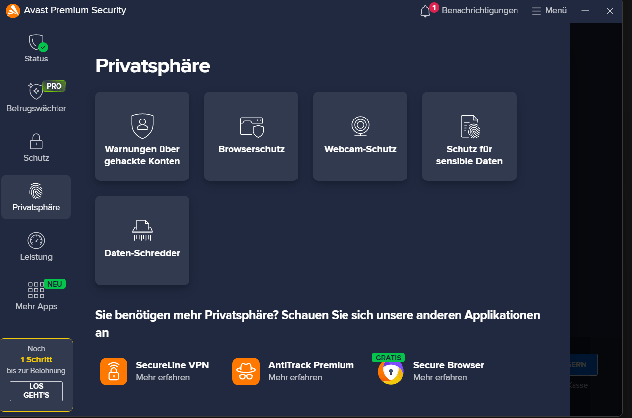 Avast Premium Security - Privatsphäre