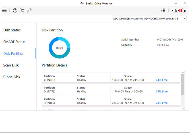 Stellar Drive Monitor - Disk partition