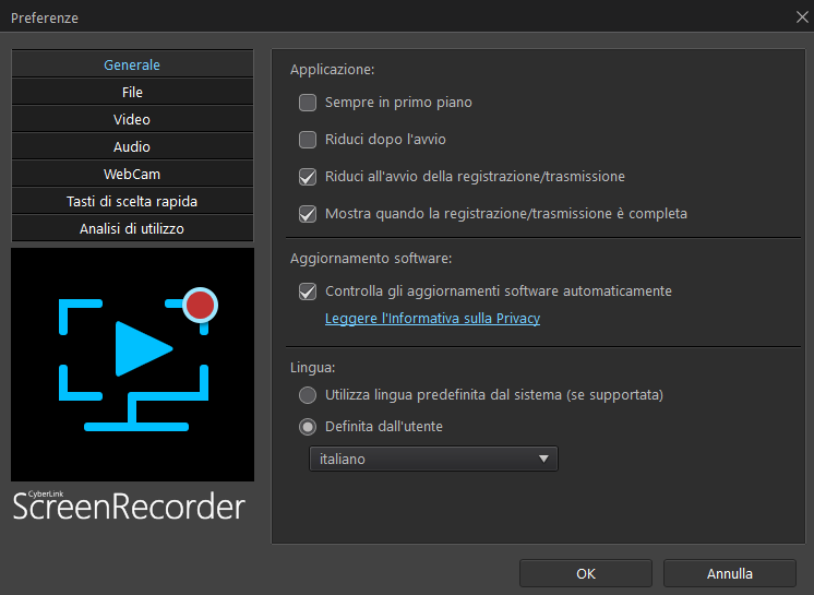 Cyberlink Screen Recorder 4 - settings