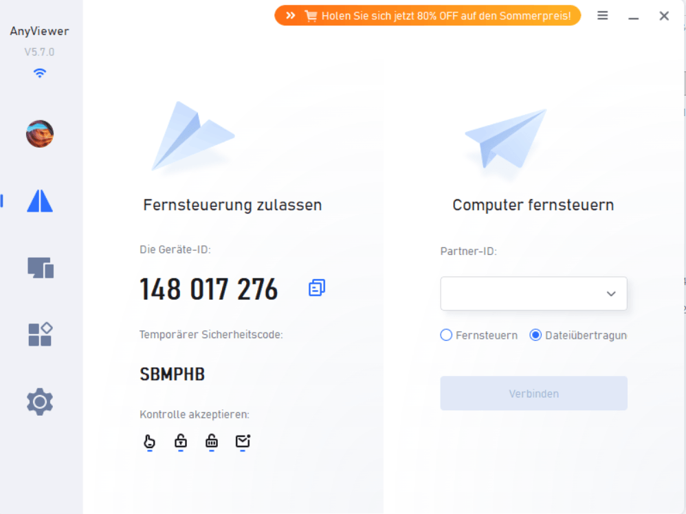 AOMEI AnyViewer - Fernsteuerung zulassen