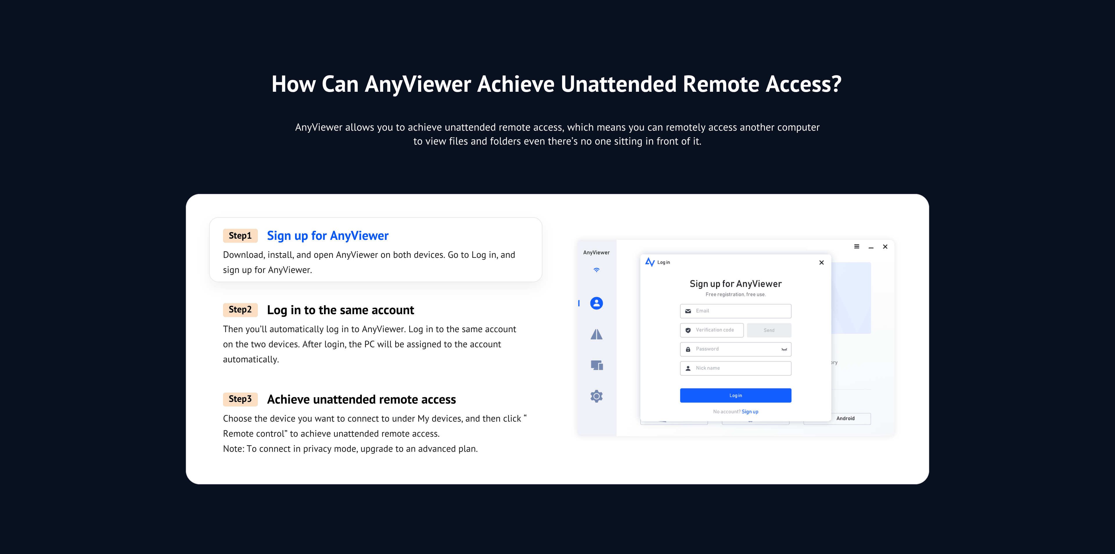 AOMEI AnyViewer - Sign up