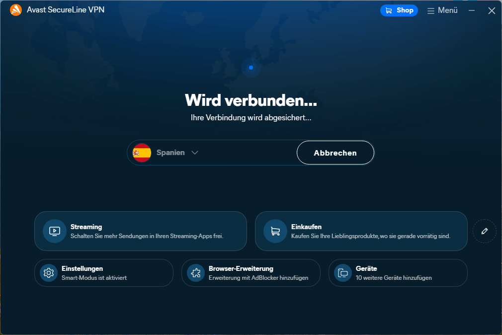 Avast SecureLine VPN - Verbindung