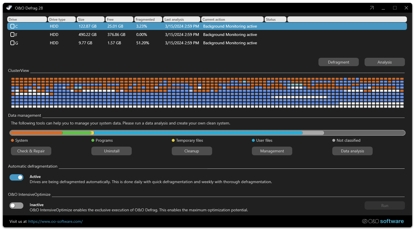 O&O Defrag 28 Pro - Dark Drive 