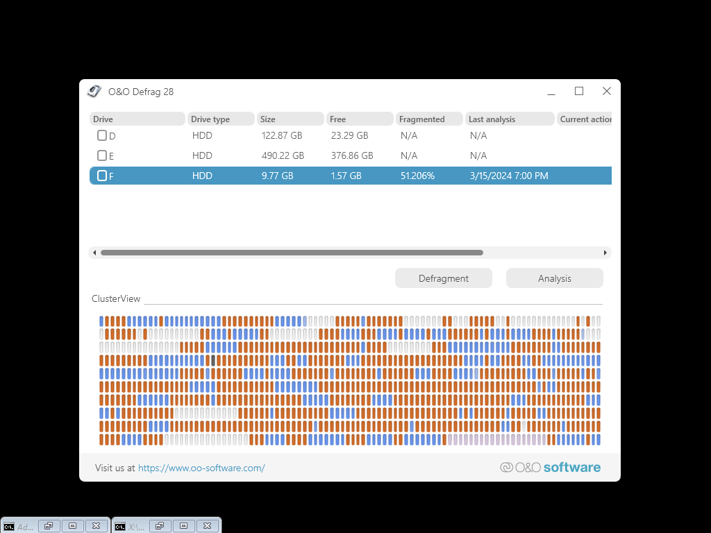 O&O Defrag 28 Pro- Cluster View