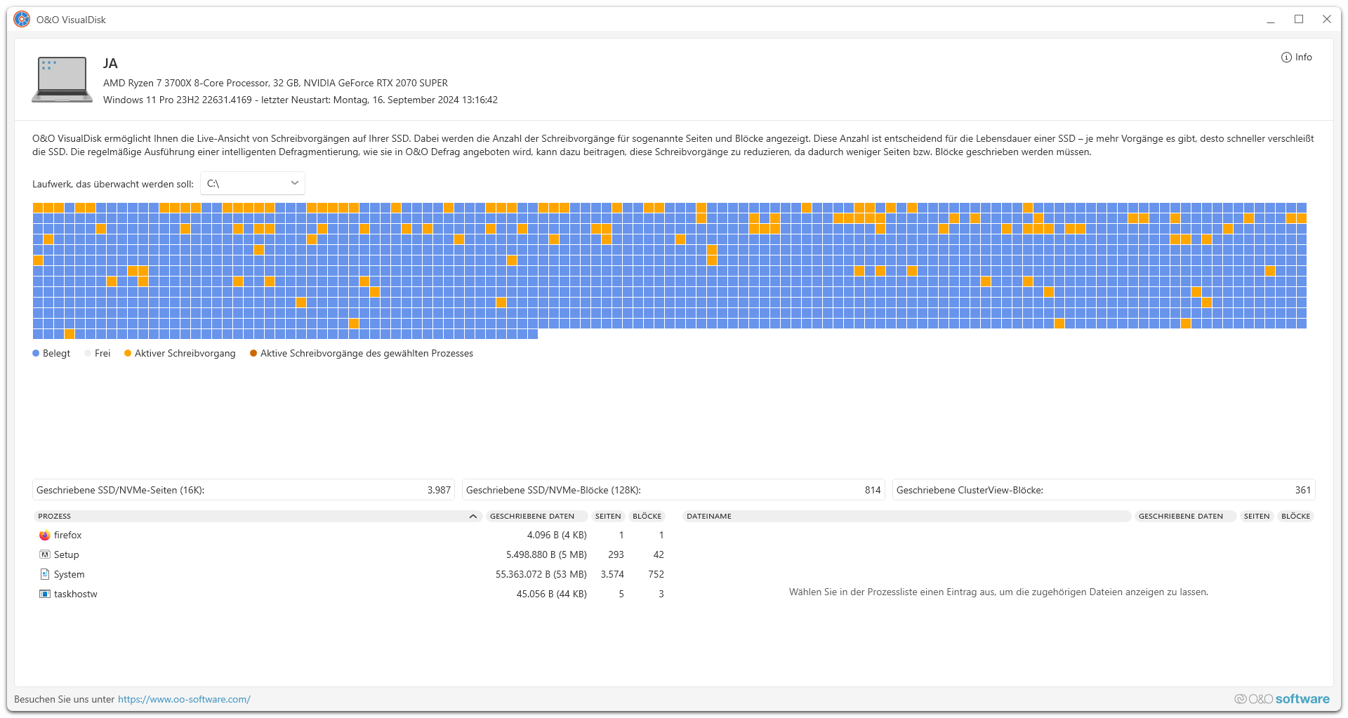 O&O Defrag 29 Professional - Darstellung 