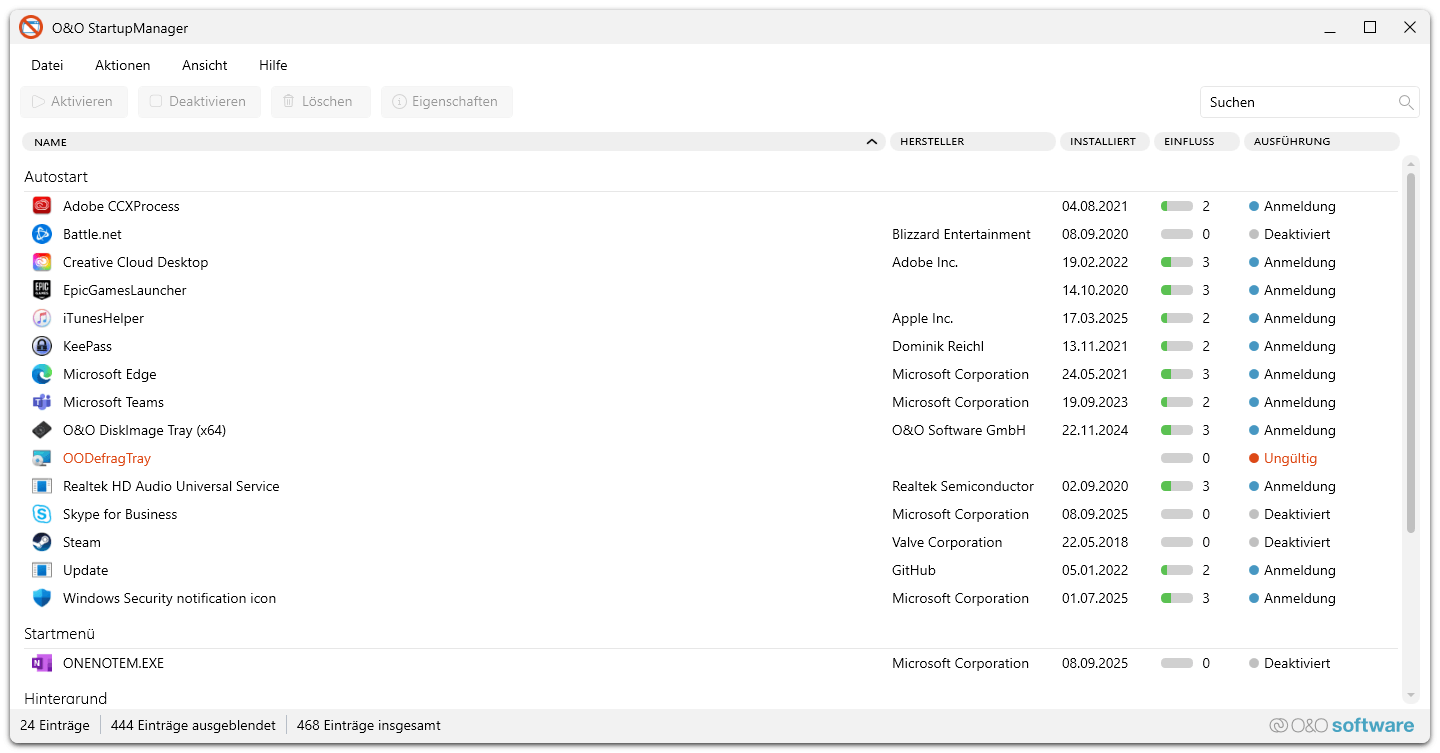 O&O Defrag 30 Professional - Manager
