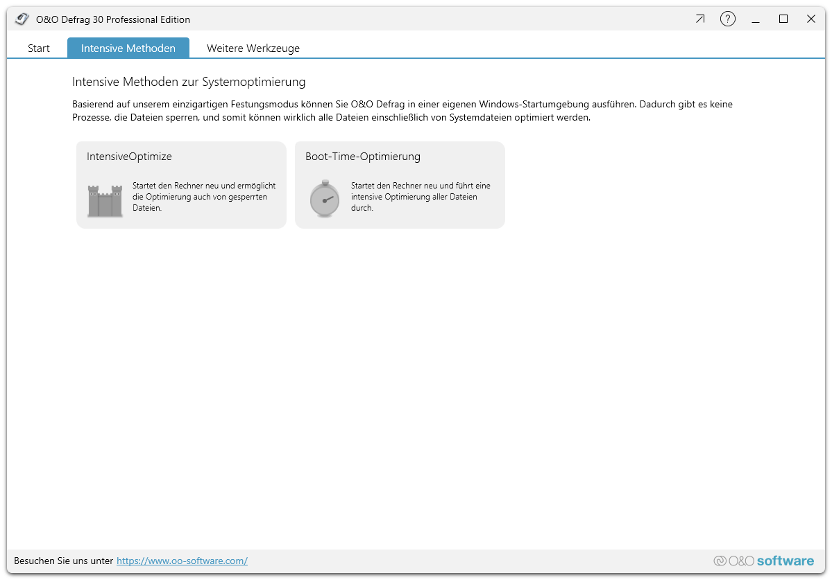 O&O Defrag 30 Professional - Methoden