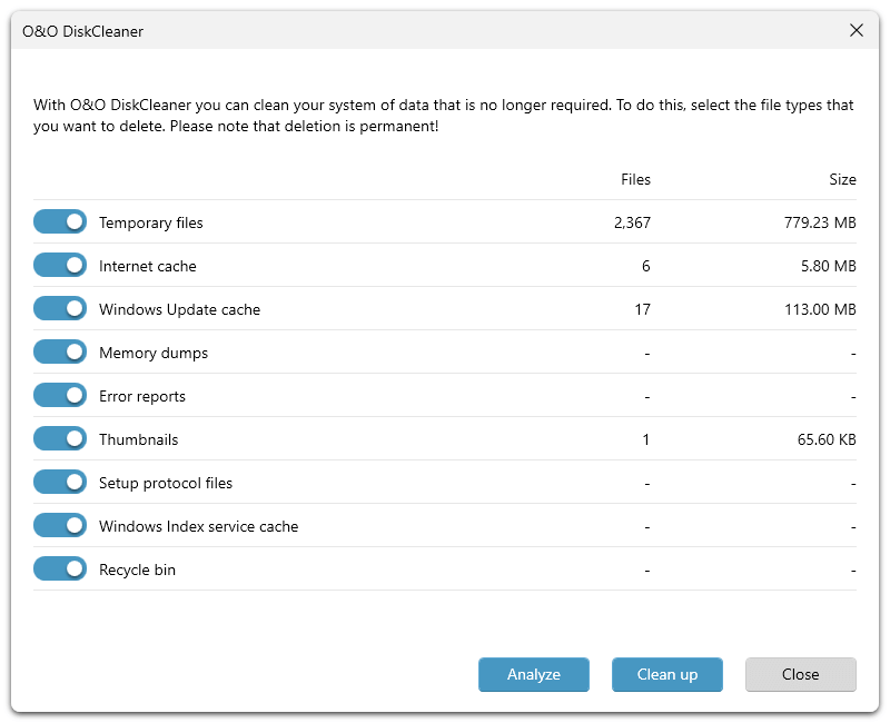 O&O Defrag 30 Professional - Disk Cleaner