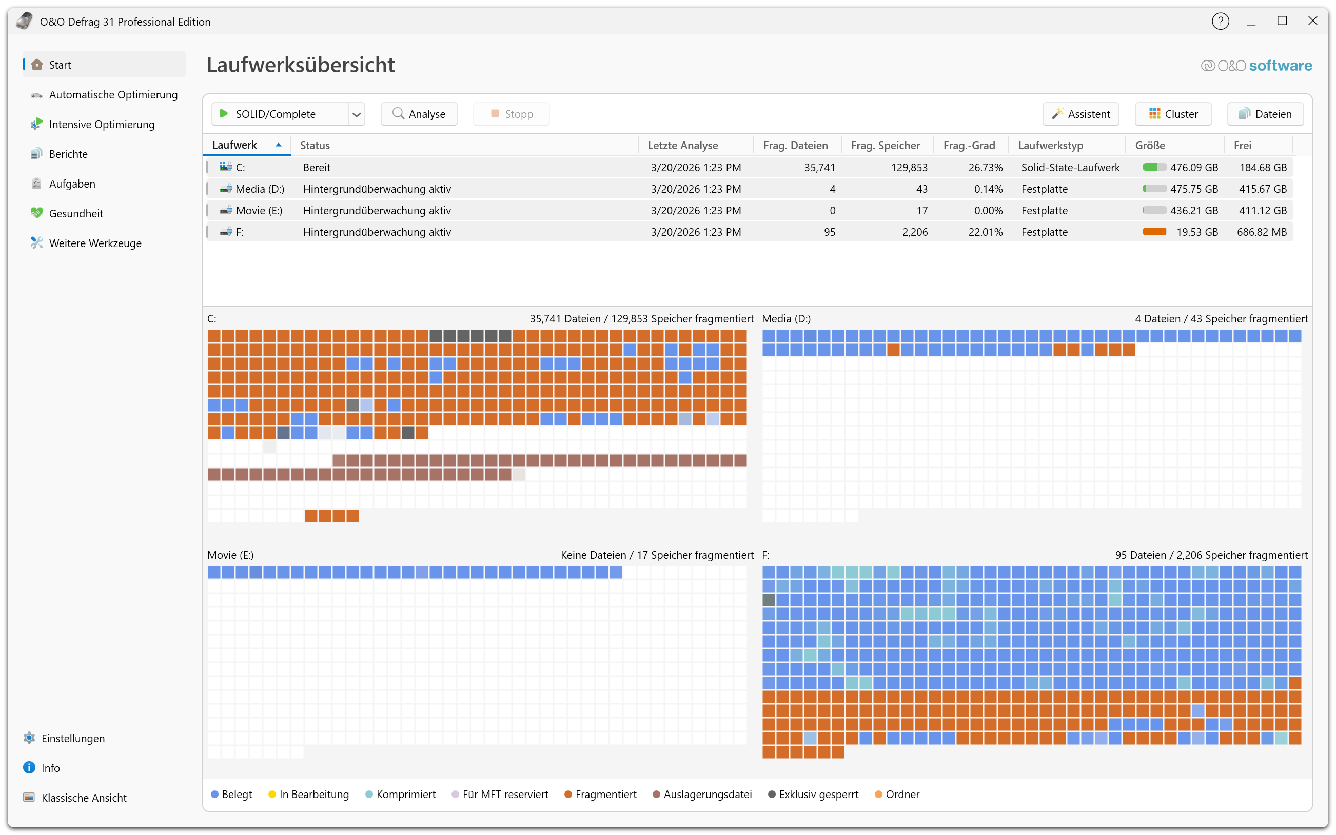 O&O Defrag 31 Professional Edition - Übersicht 2