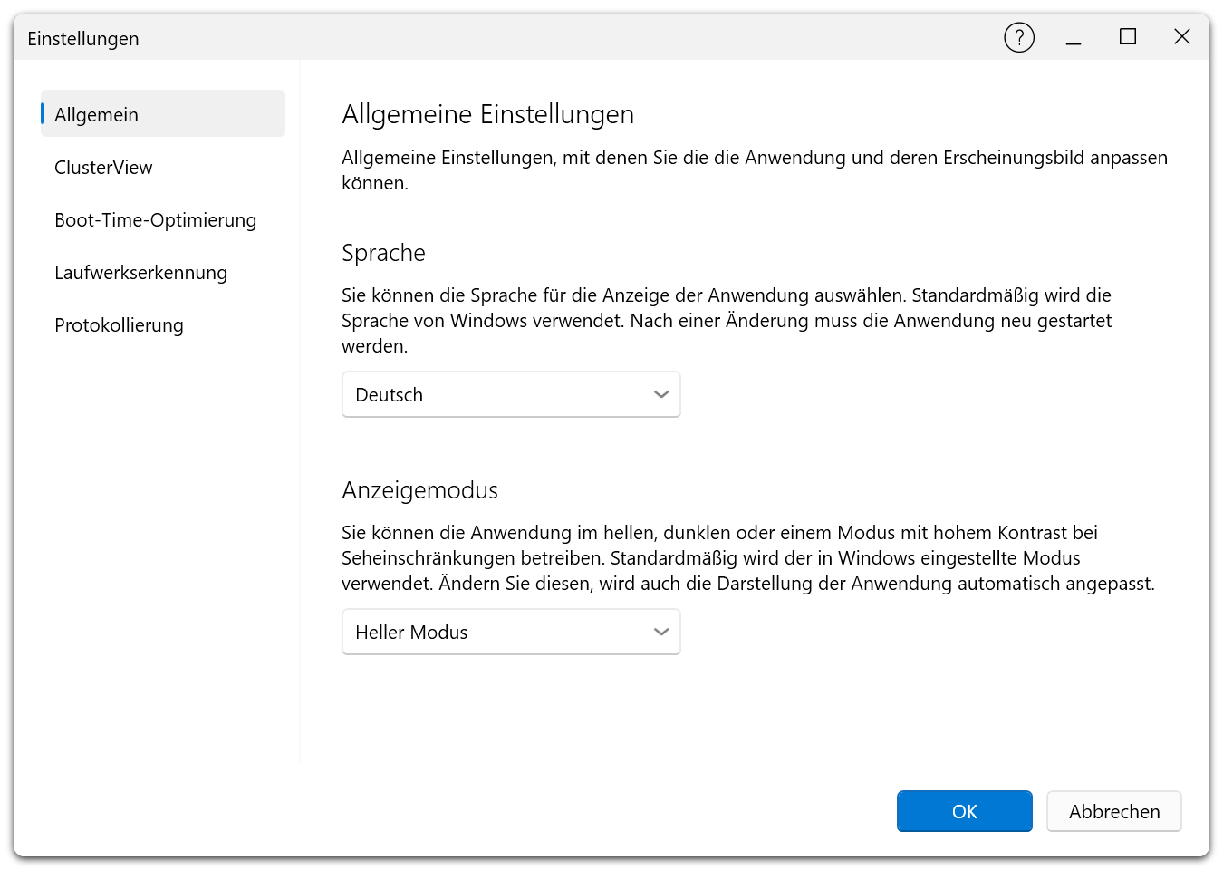 O&O Defrag 31 Professional Edition - Einstellungen