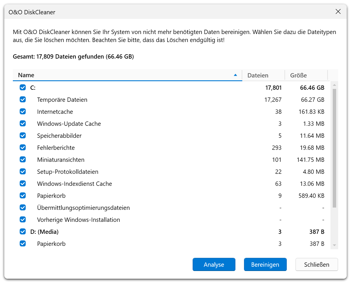 O&O Defrag 31 Professional Edition - DiskCleaner