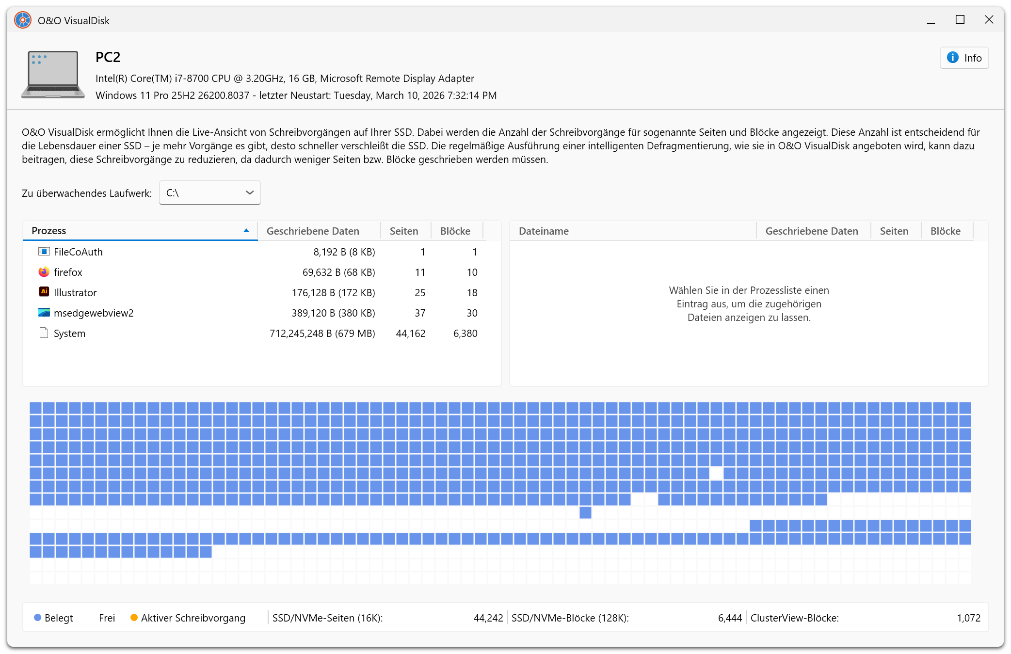 O&O Defrag 31 Professional Edition - Visual Disk
