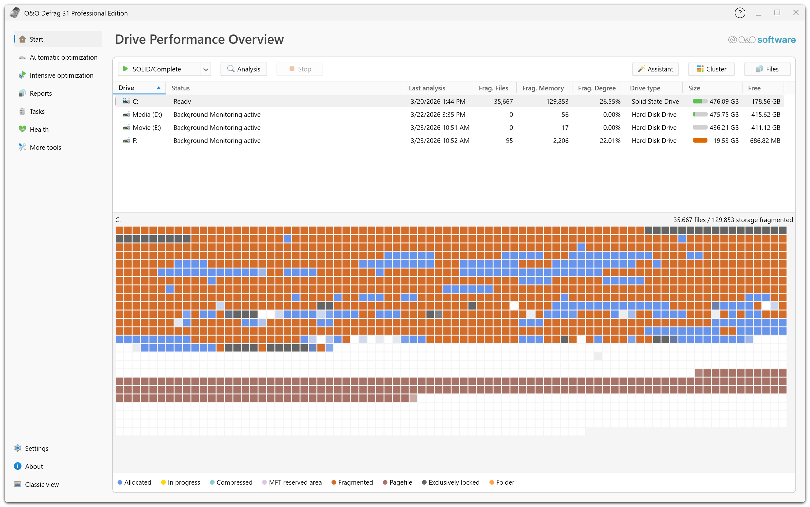 O&O Defrag 31 Professional Edition - Overview