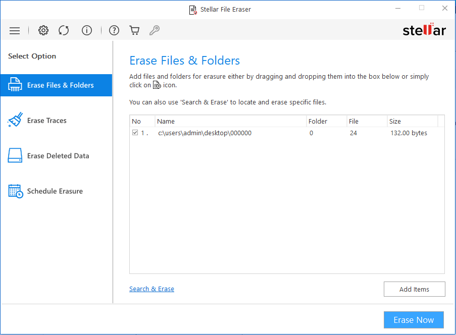 Stellar File Eraser - Files Folders